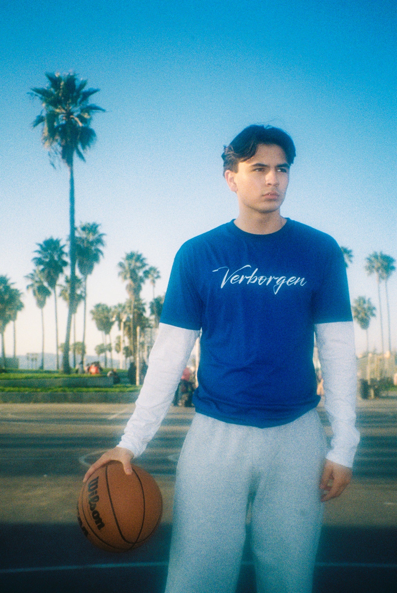 Script Double Layered T-Shirt - Blue