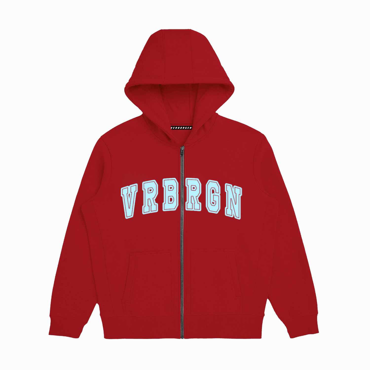 Sweat à capuche zippé brodé – Marron