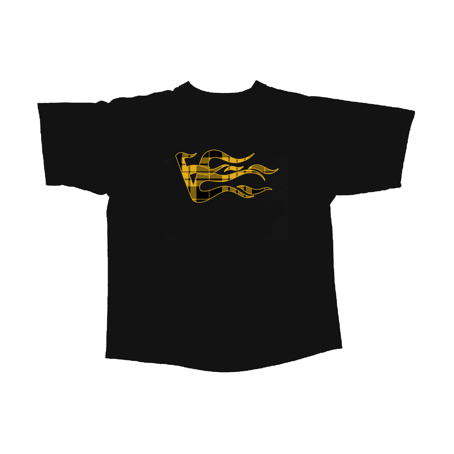 V-Logo Plaid T-Shirt - Black