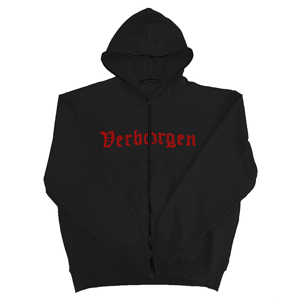 Full Zip up Redstone Hoodie - Black