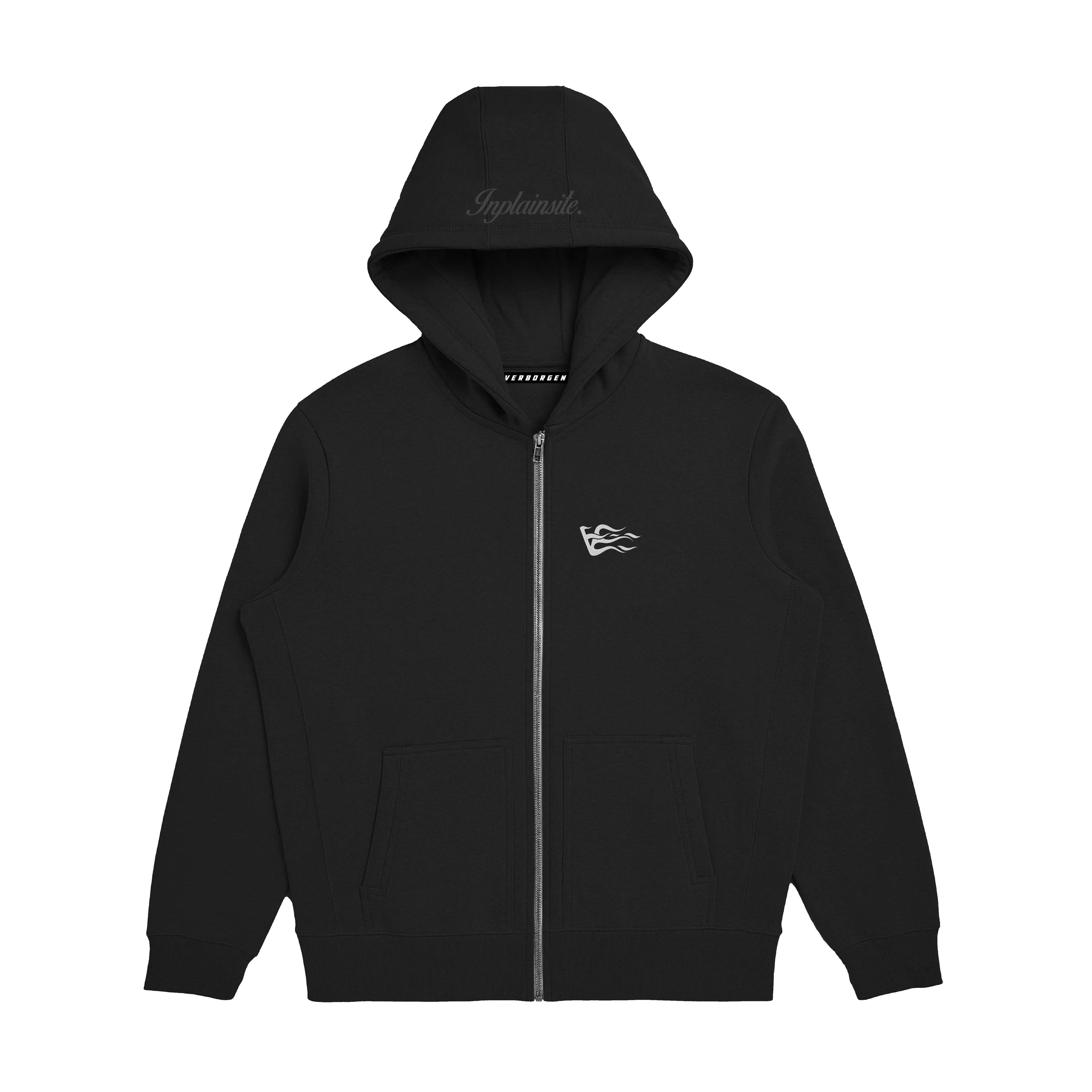 V-Logo Zip-up Hoodie - Black