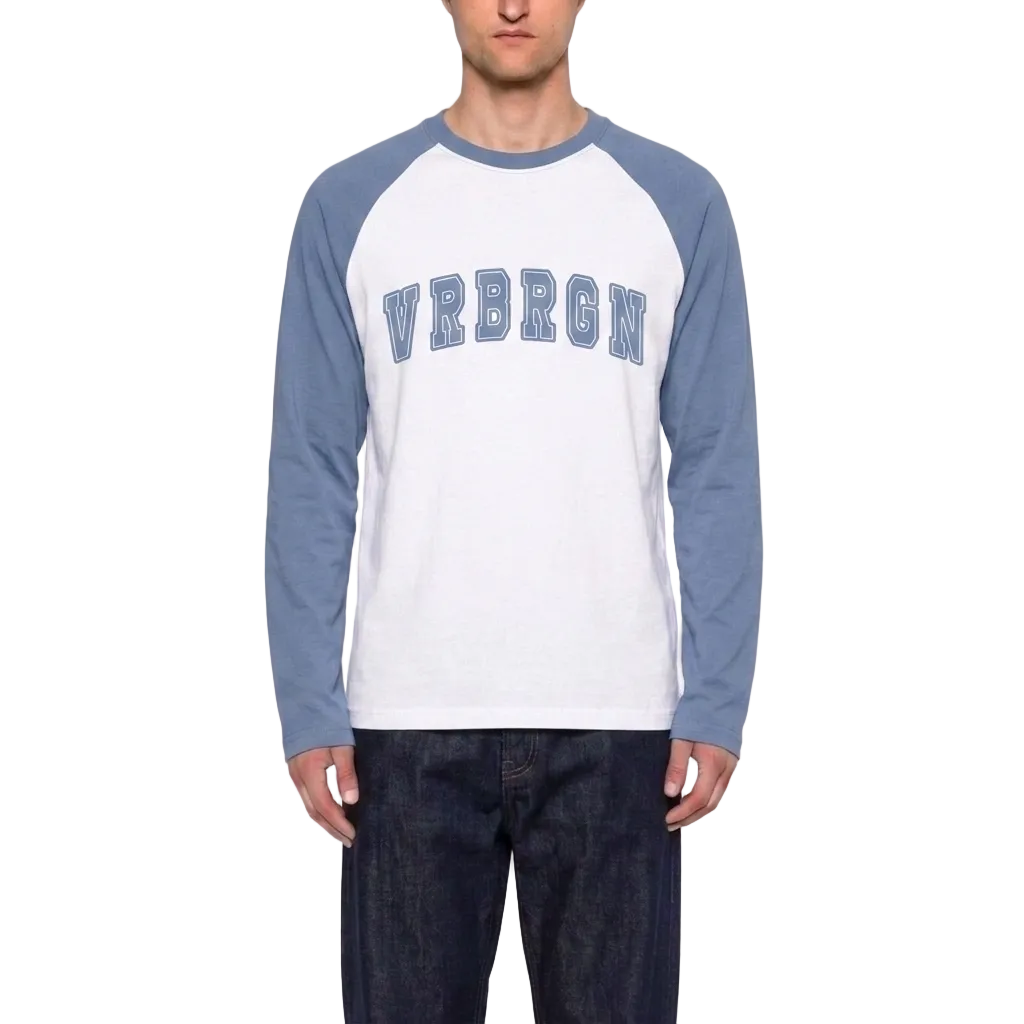 2 Tone "VRBRGN" L/S T-shirt - Baby blue/White