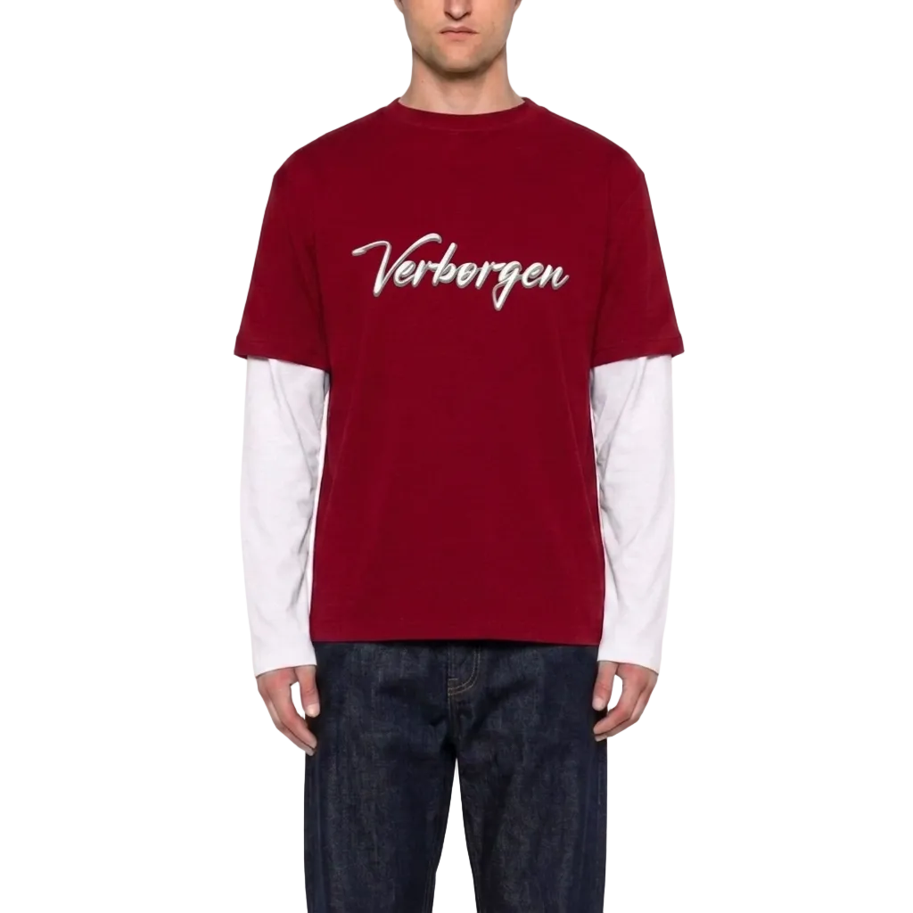 Script Double Layered T-Shirt - Red