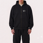 V-Logo Zip-up Hoodie - Black