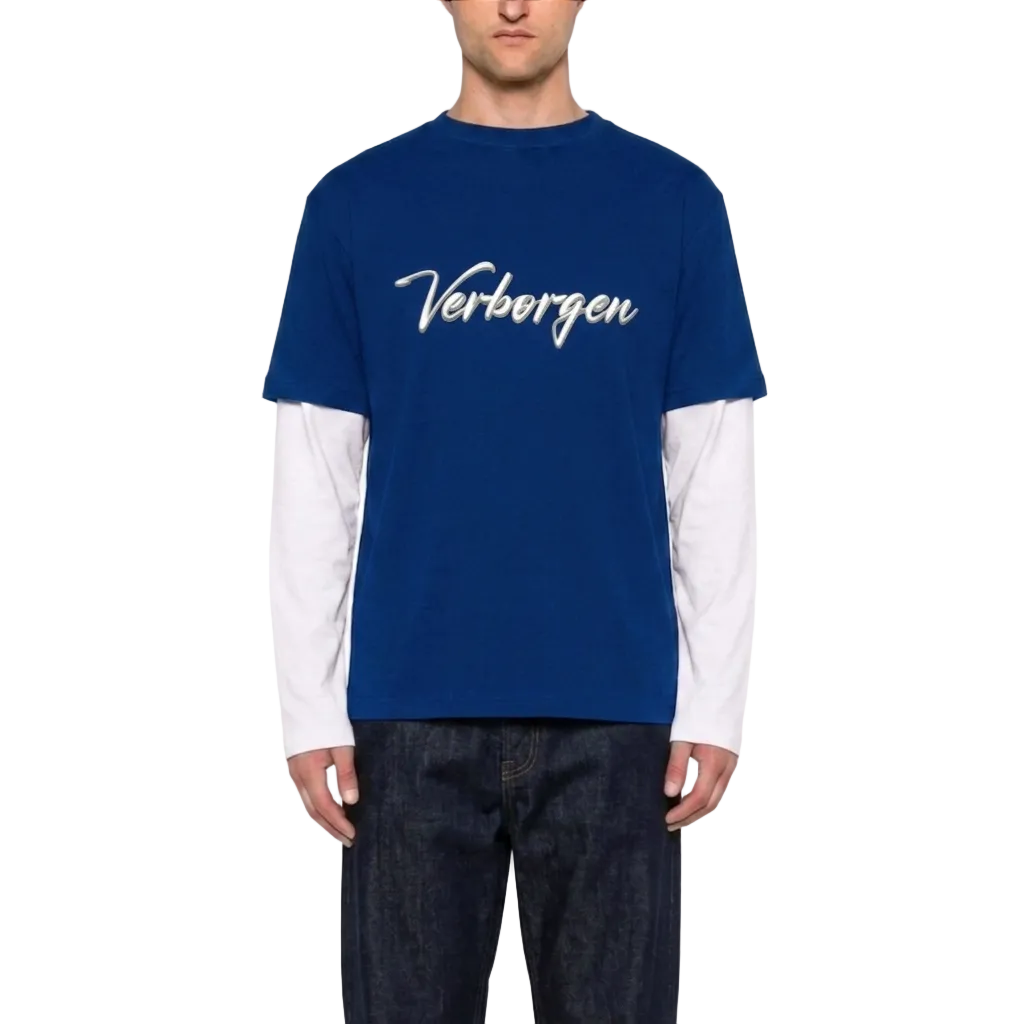Script Double Layered T-Shirt - Blue