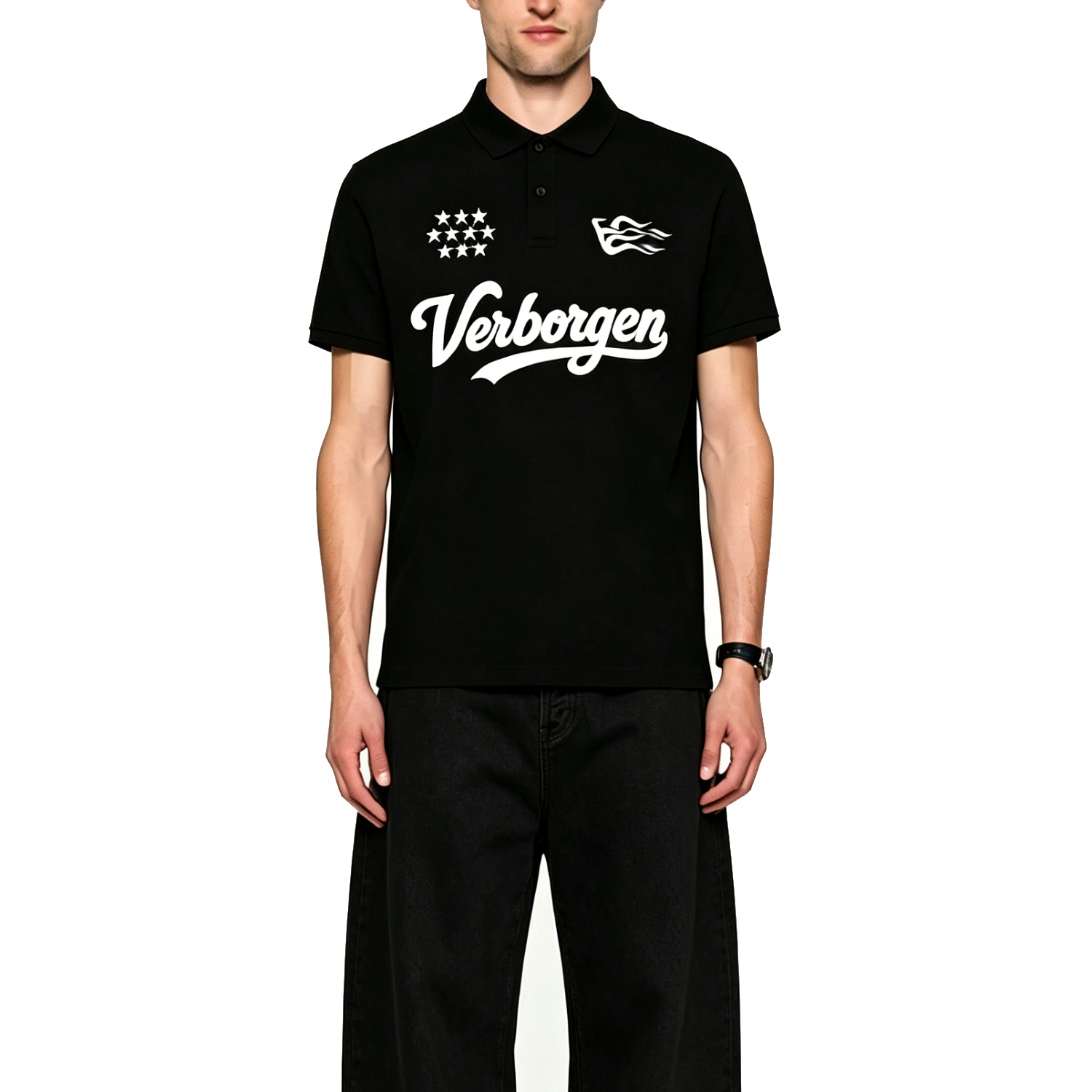 Script Polo Shirt - Black