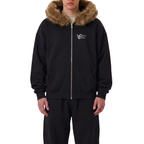 Fur V-Logo Zip-Up - Black