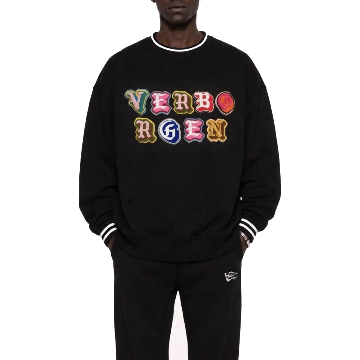 Chennille Embroidery Logo Sweatshirt - Black