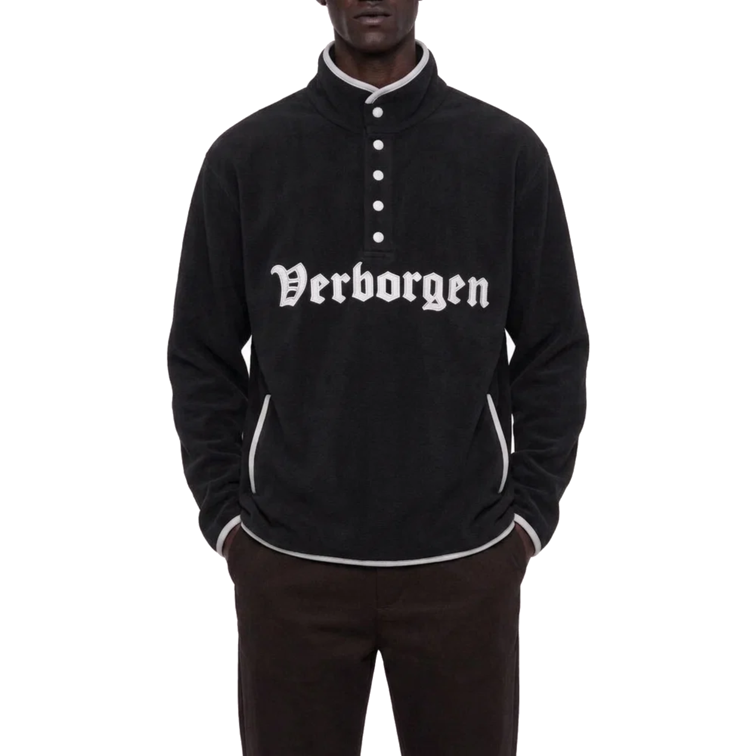 Button up 1/4 Zip Up - Navy/White