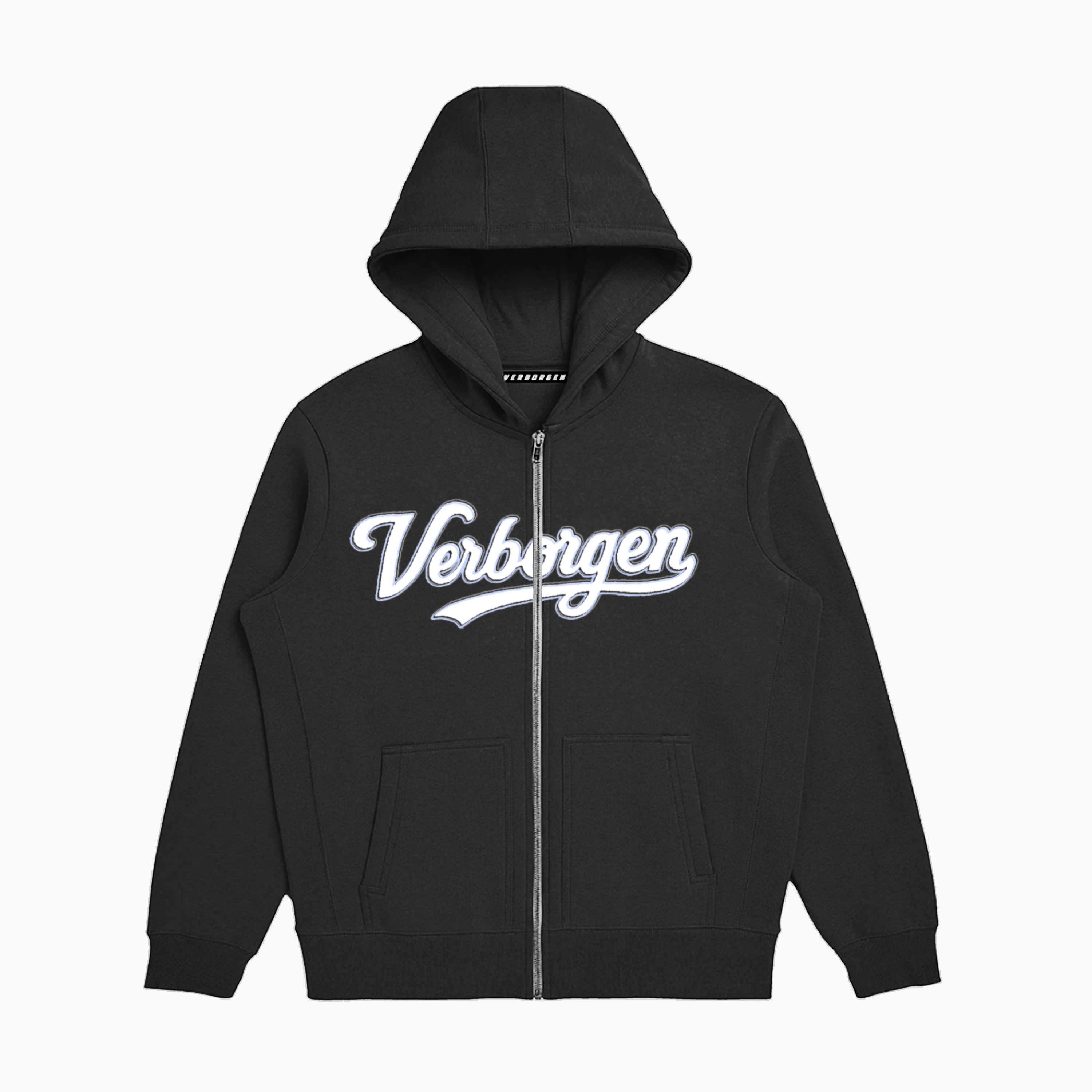 Sweat à capuche zippé brodé – Marron