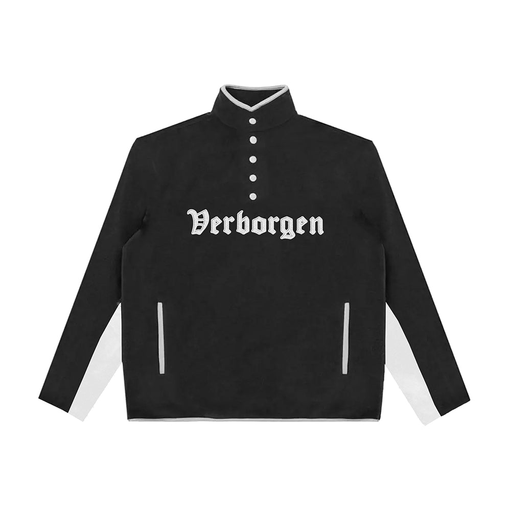 Button up 1/4 Zip Up - Navy/White