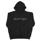 Full Zip up Rhinestone Hoodie - Black