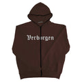 Full Zip up Embroidery Hoodie - Brown