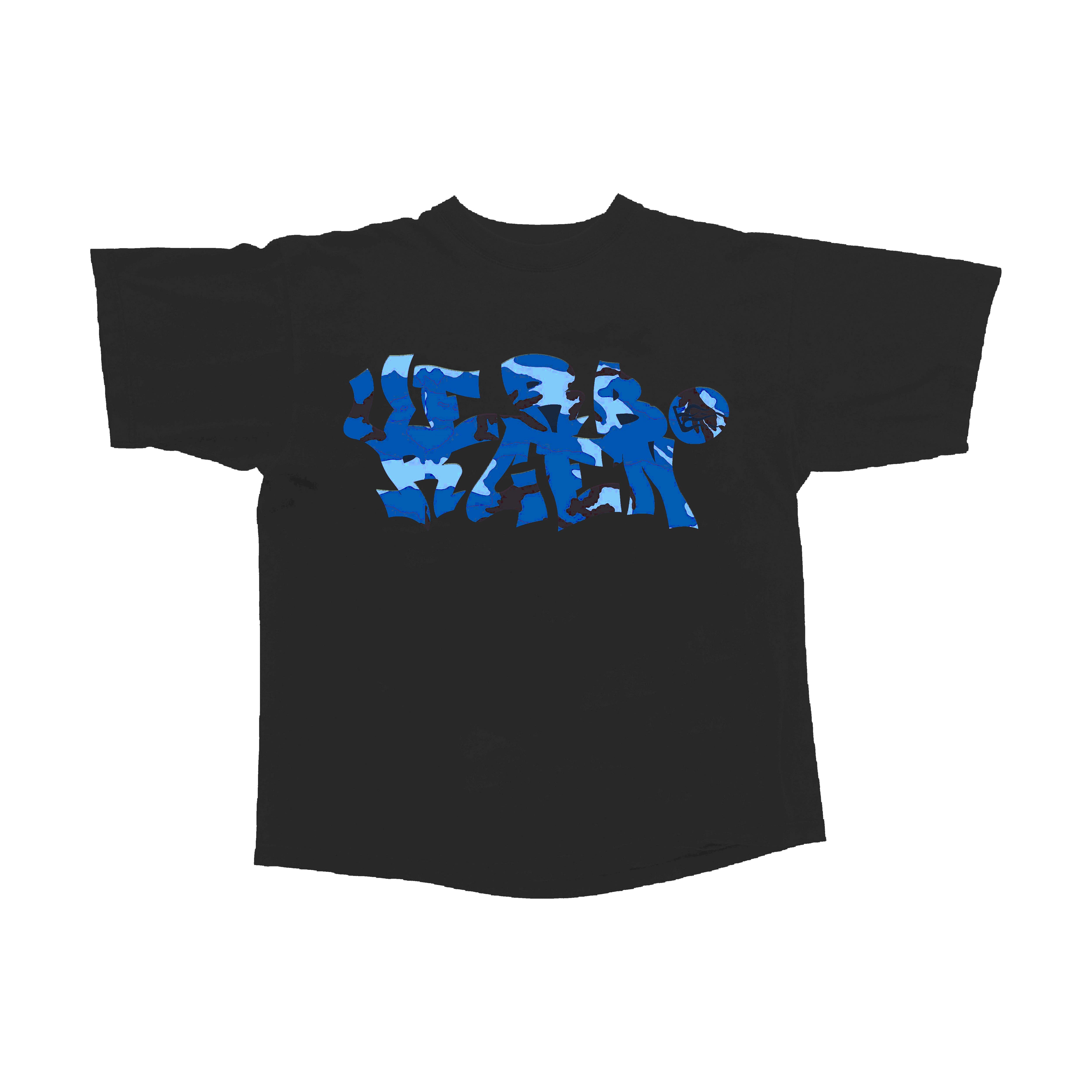 Graffiti Blue Camo T-Shirt - BLACK