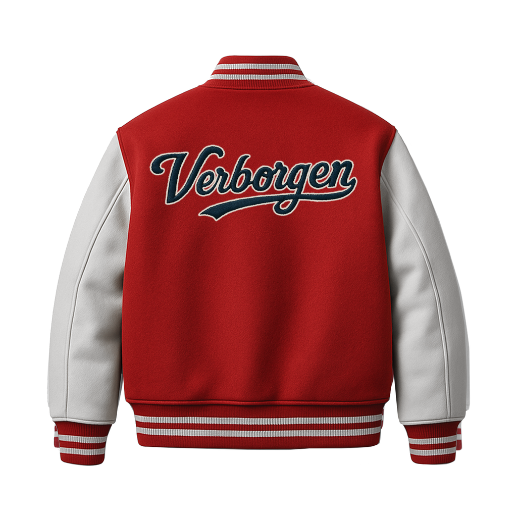 Embroidery "Eyes" Varsity Jacket - Red