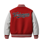 Embroidery "Eyes" Varsity Jacket - Red