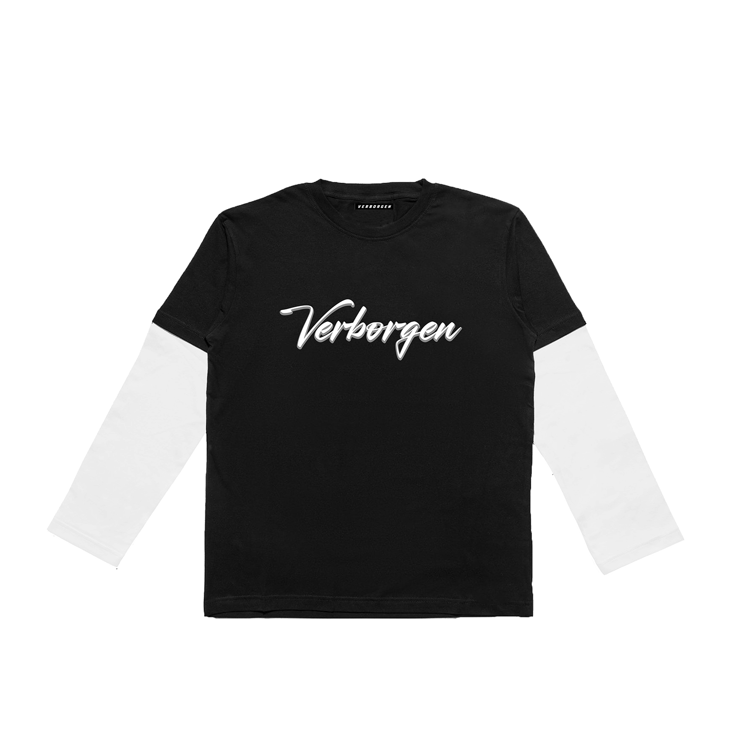 Script Double Layered T-Shirt - Black